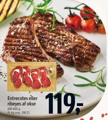 Entrecotes eller ribeyes af okse