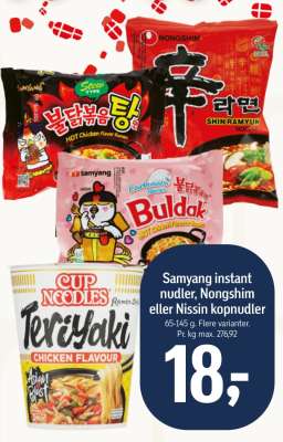 Samyang instant nudler, Nongshim eller Nissin kopnudler