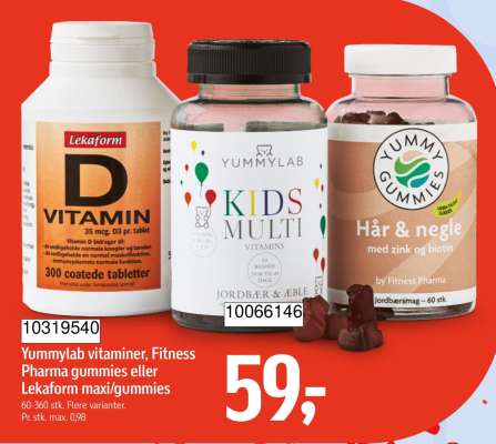 Yummylab vitaminer, Fitness Pharma gummies eller Lekaforn maxi/gummies