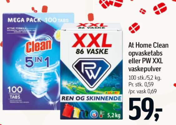 At Home Clean opvasketabs eller PW XXL vaskepulver