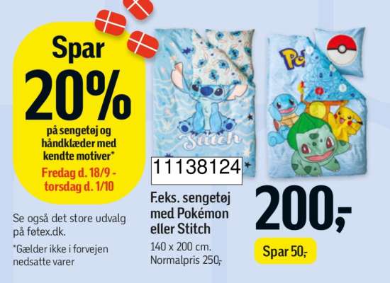 Sengetøj med Pokémon eller Stitch