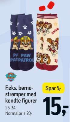 F.eks. børne-strømper med kendte figurer