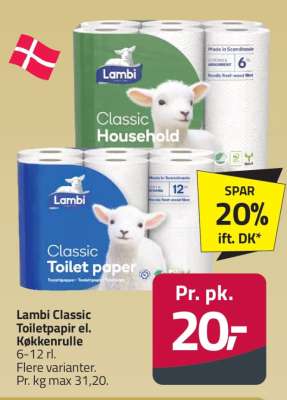 Lambi Classic Toiletpapir el. Køkkenrulle
