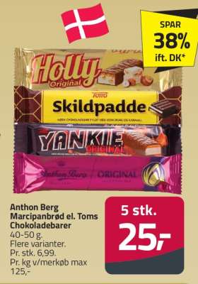 Anthon Berg Marcipanbrød el. Toms Chokoladebarer