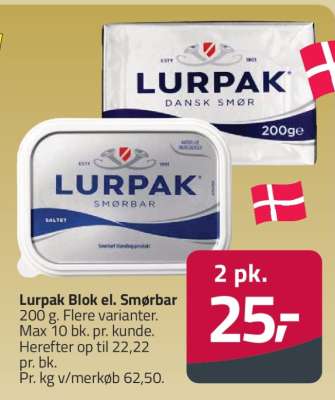 Lurpak Blok el. Smørbar
