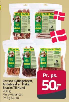 Chrisco Kyllingebryst, Andebryst el. Fiske Snacks Til Hund