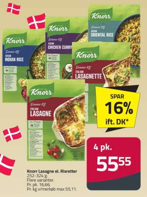 Knorr Lasagne el. Risretter