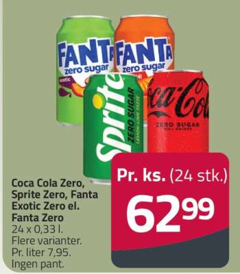 Coca Cola Zero, Sprite Zero, Fanta Exotic Zero el. Fanta Zero