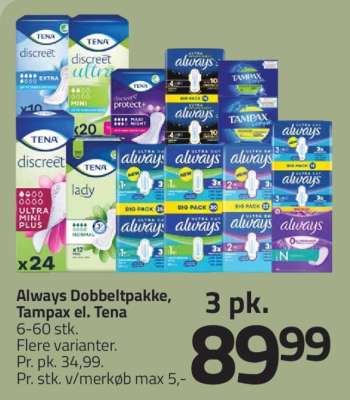 Always Dobbeltpakke, Tampax el. Tena