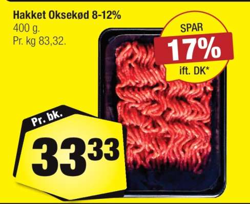 Hakket oksekød 8-12%