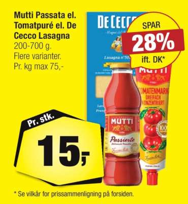 Mutti Passata el. Tomatpuré el. De Cecco Lasagna