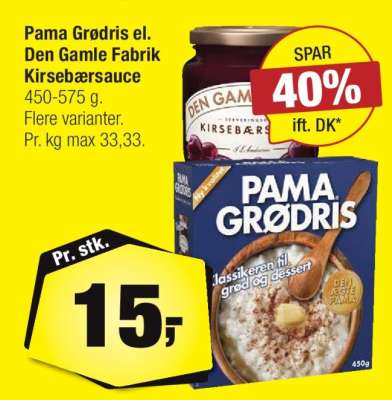 Pama Grødris el. Den Gamle Fabrik Kirsebærsauce