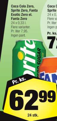 Coca Cola Zero, Sprite Zero, Fanta Exotic Zero el. Fanta Zero