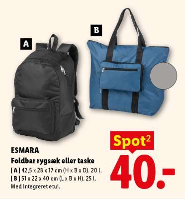 ESMARA Foldbar rygsæk eller taske