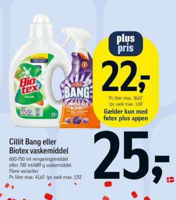 Cillit Bang eller Biotex vaskemiddel