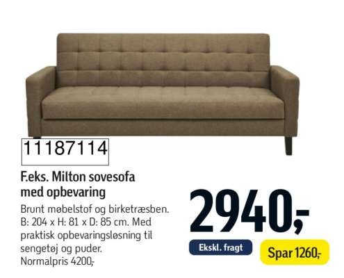 F.eks. Milton sovesofa med opbevaring