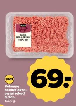 Velsmag hakket okse- og grisekød 8-12%