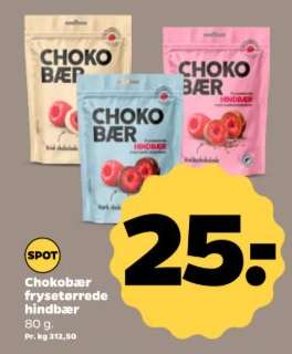 Chokobær frysetørrede hindbær
