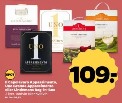 Il Capolavoro Appassimento, Uno Grande Appassimento eller Lindemans Bag-in-Box