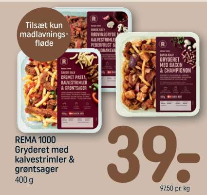 REMA 1000 Gryderet med kalvestrimler & grøntsager