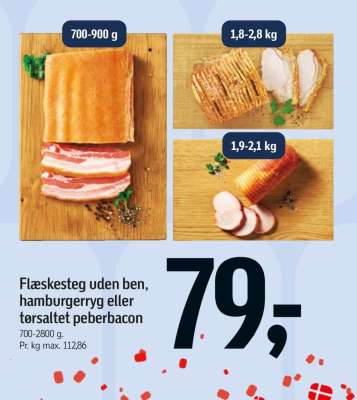 Flæskesteg uden ben, hamburgerryg eller torsaltet peberbacon