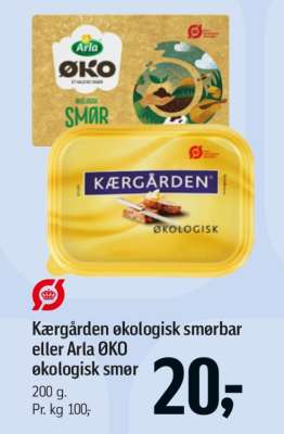 Kærgården økologisk smørbar eller Arla ØKO økologisk smør