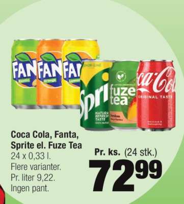 Coca Cola, Fanta, Sprite el. Fuze Tea