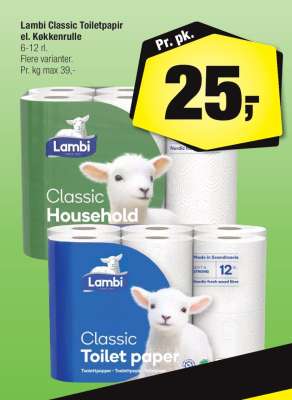 Lambi Classic Toiletpapir el. Køkkenrulle