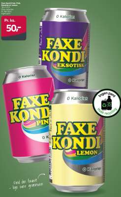 Faxe Kondi 0,33L Pink, Lemon eller Eksotisk