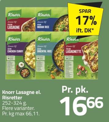 Knorr Lasagne el. Risretter
