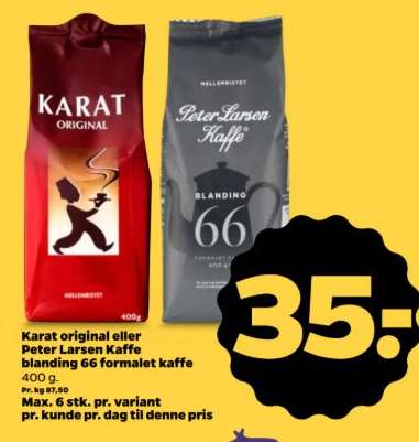 Karat original eller Peter Larsen Kaffe blanding 66 formalet kaffe