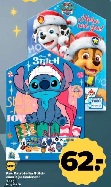 Paw Patrol eller Stitch cookie julekalender