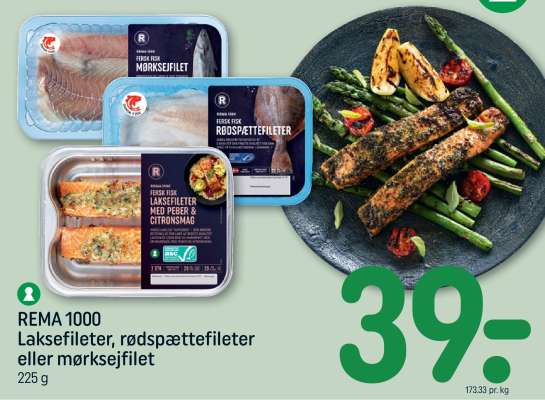 REMA 1000 Laksefileter, rødspættefileter eller mørksejfilet
