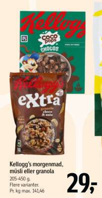 Kellogg’s morgenmad, müsli eller granola
