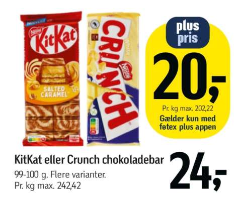 KitKat eller Crunch chokoladebar
