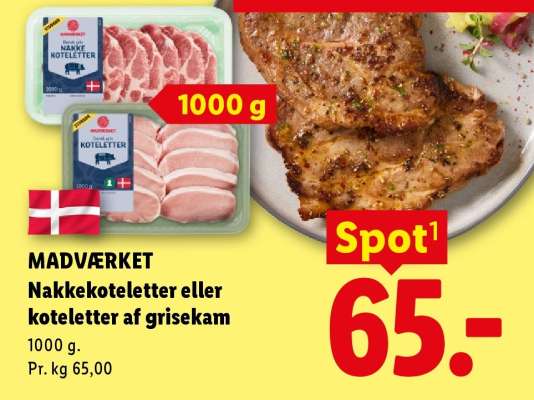 MADVÆRKET Nakkekoteletter eller koteletter af grisekam