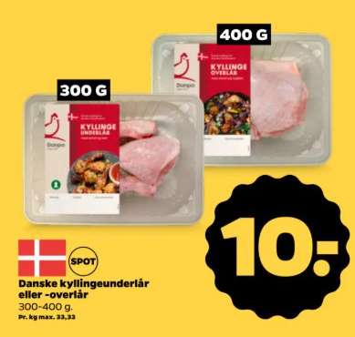 Danske kyllingeunderlår eller -overlår