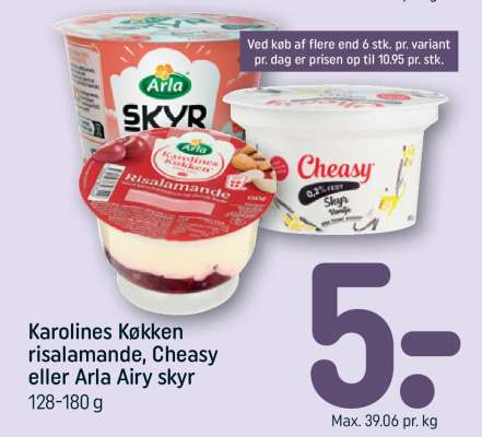 Karolines Køkken risalamande, Cheasy eller Arla Airy skyr
