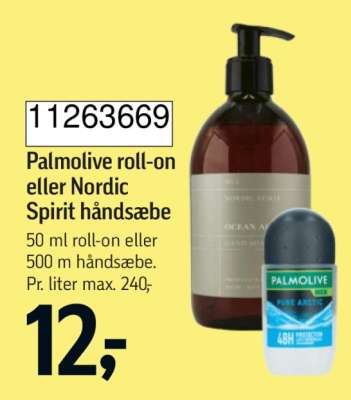 Palmolive roll-on eller Nordic Spirit håndsæbe