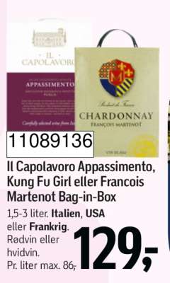 Il Capolavoro Appassimento, Kung Fu Girl eller Francois Martenot Bag-in-Box