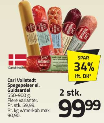 Carl Vollstedt Spegepølser el. Guld sardel