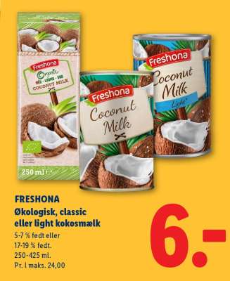 FRESHONA Økologisk, classic eller light kokosmælk
