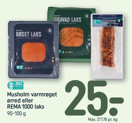 Musholm varmrøget ørred eller REMA 1000 laks