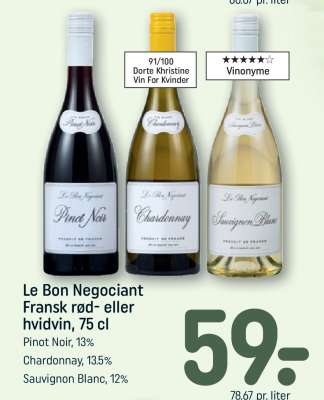 Le Bon Negociant Fransk rød- eller hvidvin, 75 cl