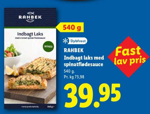 RAHBEK Indbagt laks med spinatflødesauce