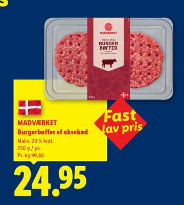 MADVÆRKET Burgerbøffer af oksekød