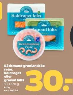Bådsmænd grønlandske rejer, koldrøget eller gravad laks